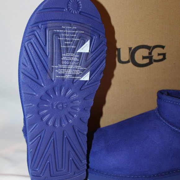 NIB UGG WOMEN'S SUEDE SHEARLING LINED ULTRA MINI ANKLE BOOTS PURPLE - Picture 5 of 6